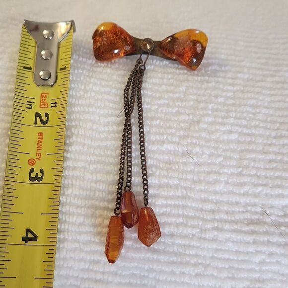 Vintage authentic amber brooch pin from Lithuania - Picture 8 of 9